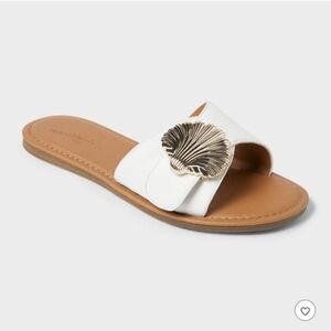 Universal Thread Women's Nesryn Shell Ornament White Slide Sandals Size 9.5, NEW